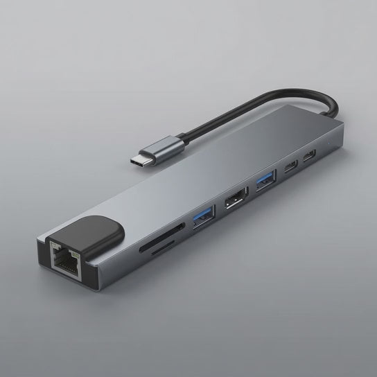 8-in-1 USB-C Hub — HDMI, Ethernet, Dual USB-A, Dual USB-C, SD & TF Card