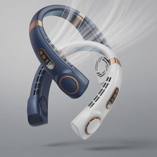 Hands-Free Wearable Neck Fan — 5 Speeds, 7-Colour Ambient Light & USB-C Rechargeable