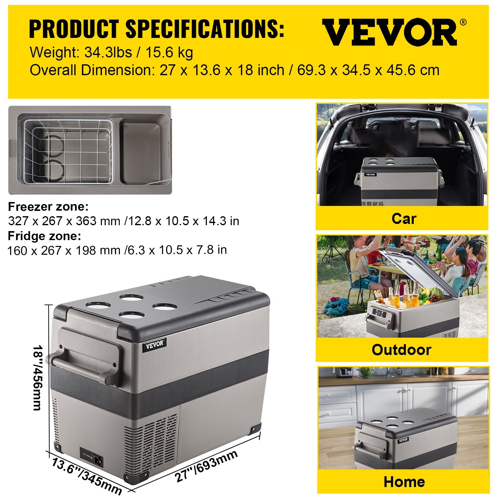 Portable Small Car Freezer 45L Mini Car Freezer Refrigerator 45W Car