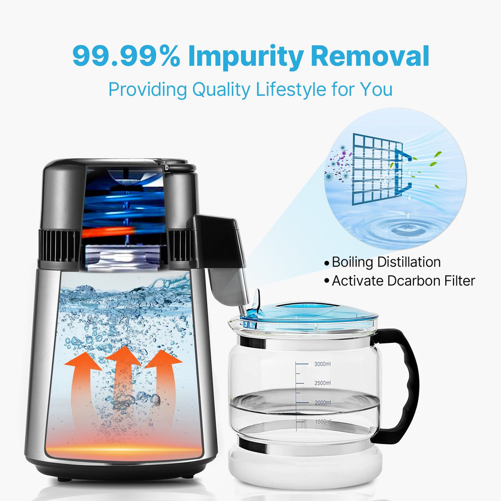 4L Water Distiller Purifier Machine Countertop Stainless Steel
