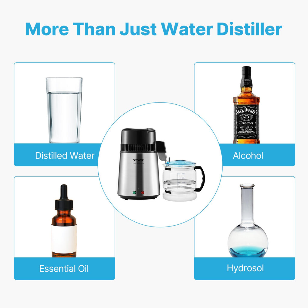 4L Water Distiller Purifier Machine Countertop Stainless Steel