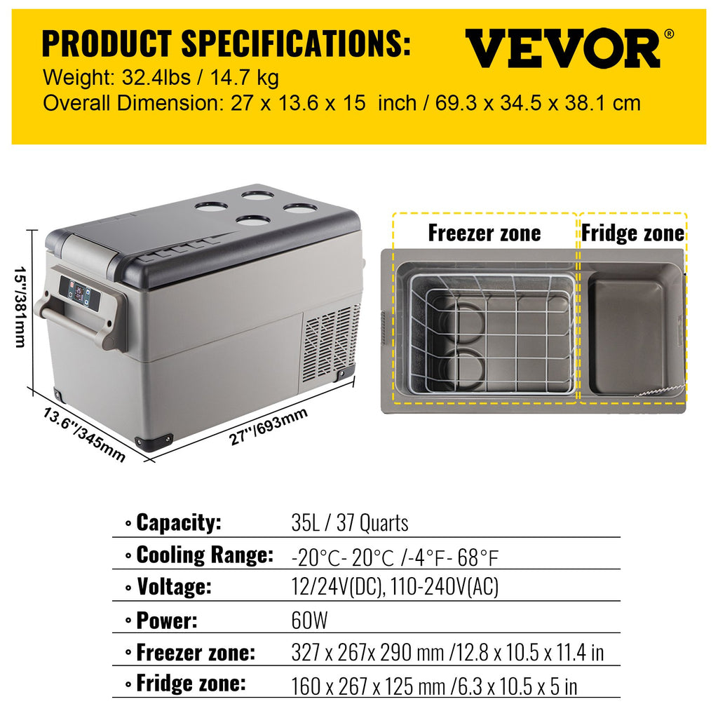 Car Refrigerator 35L Compressor Portable Small Refrigerator Refrige