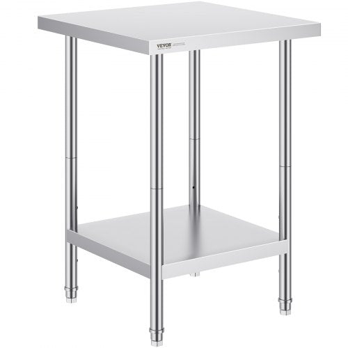Stainless Steel Prep Table, 24 x 24 x 34 Inch, Heavy Duty Metal