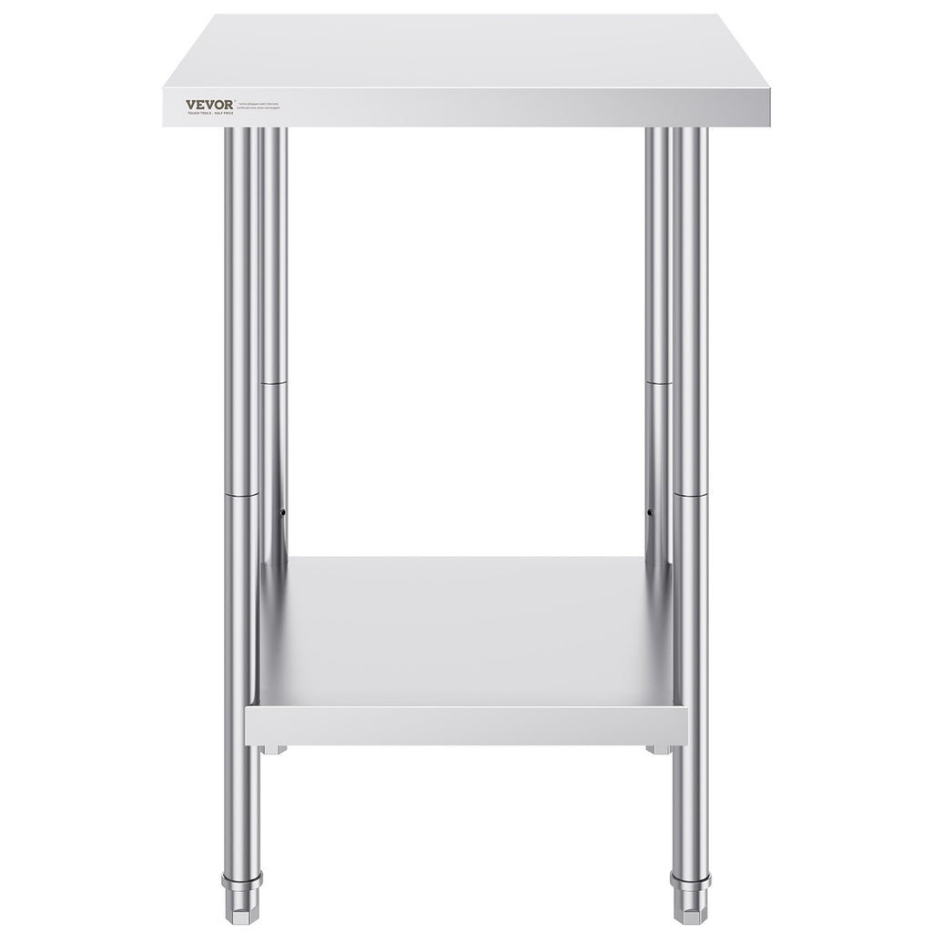 Stainless Steel Prep Table, 24 x 24 x 34 Inch, Heavy Duty Metal