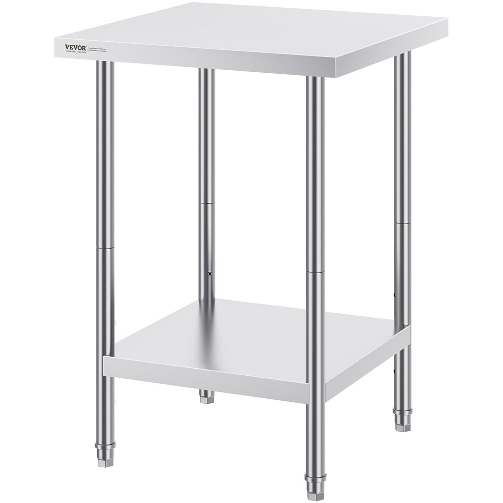 Stainless Steel Prep Table, 24 x 24 x 34 Inch, Heavy Duty Metal