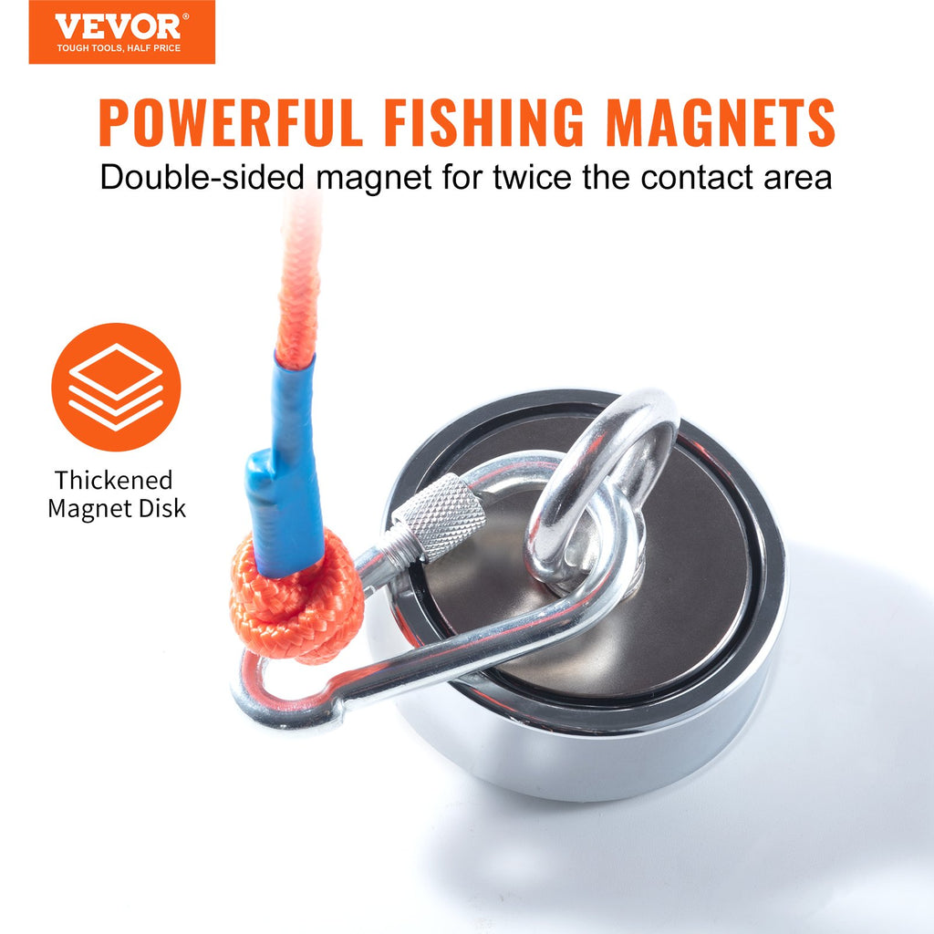Magnet Fishing Kit, 544.3 kg Pulling Force Double Sided Fishing