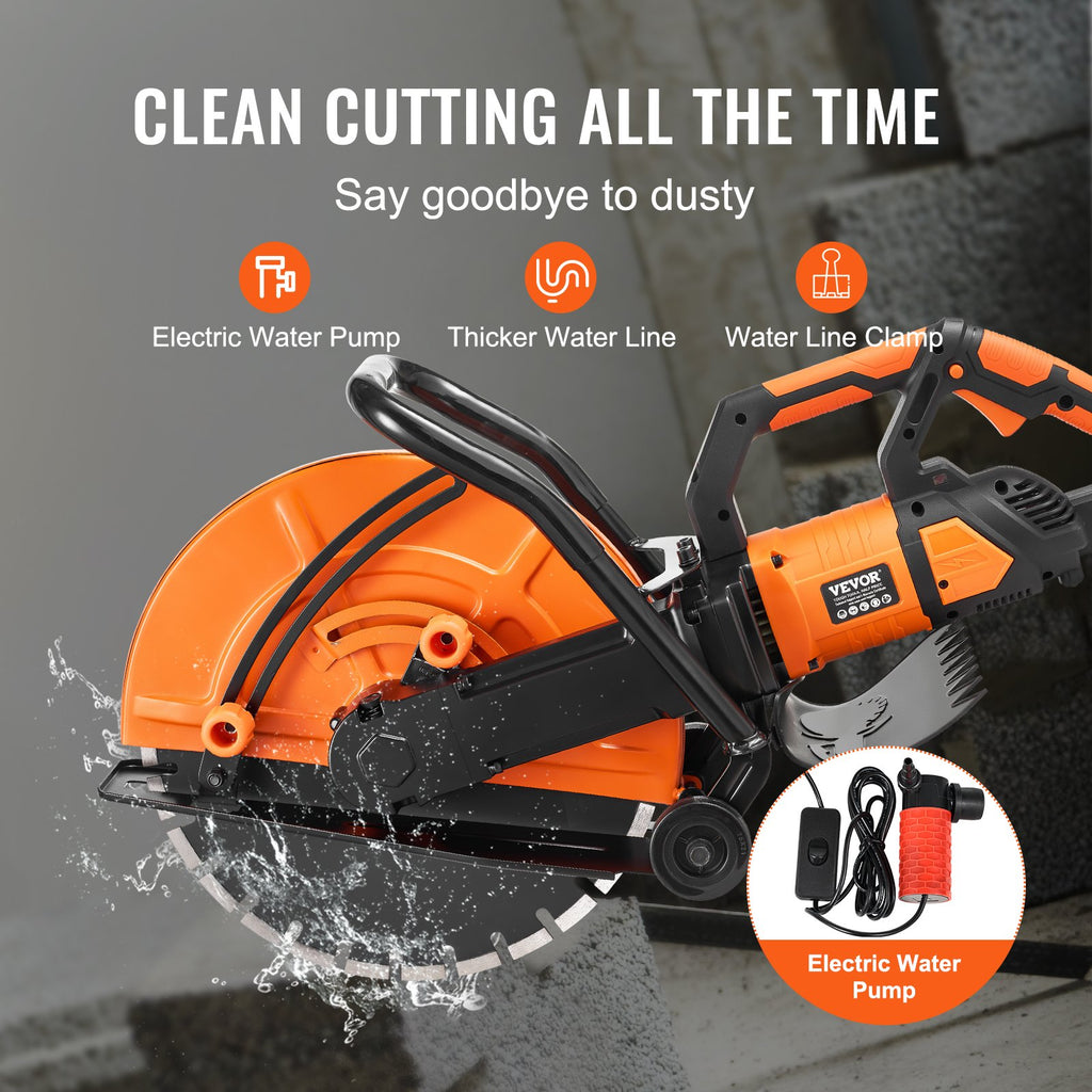 16in/40.6 cm Electric Concrete Saw Wet/Dry Saw Cutter with Water Pump