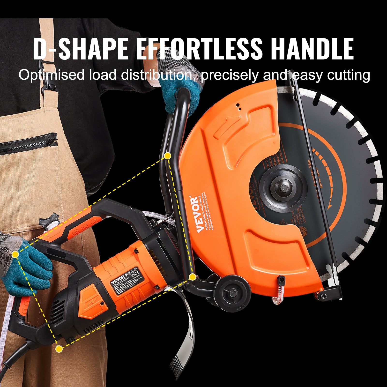 16in/40.6 cm Electric Concrete Saw Wet/Dry Saw Cutter with Water Pump