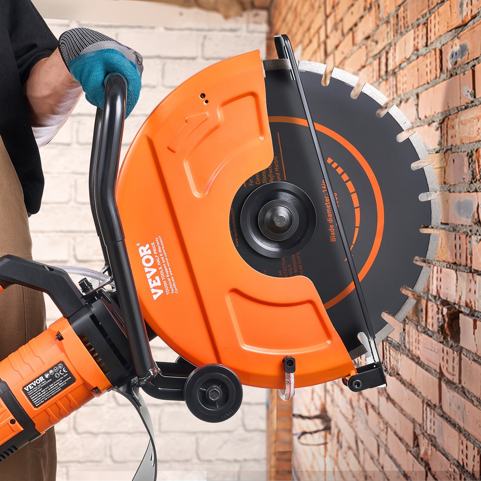 16in/40.6 cm Electric Concrete Saw Wet/Dry Saw Cutter with Water Pump
