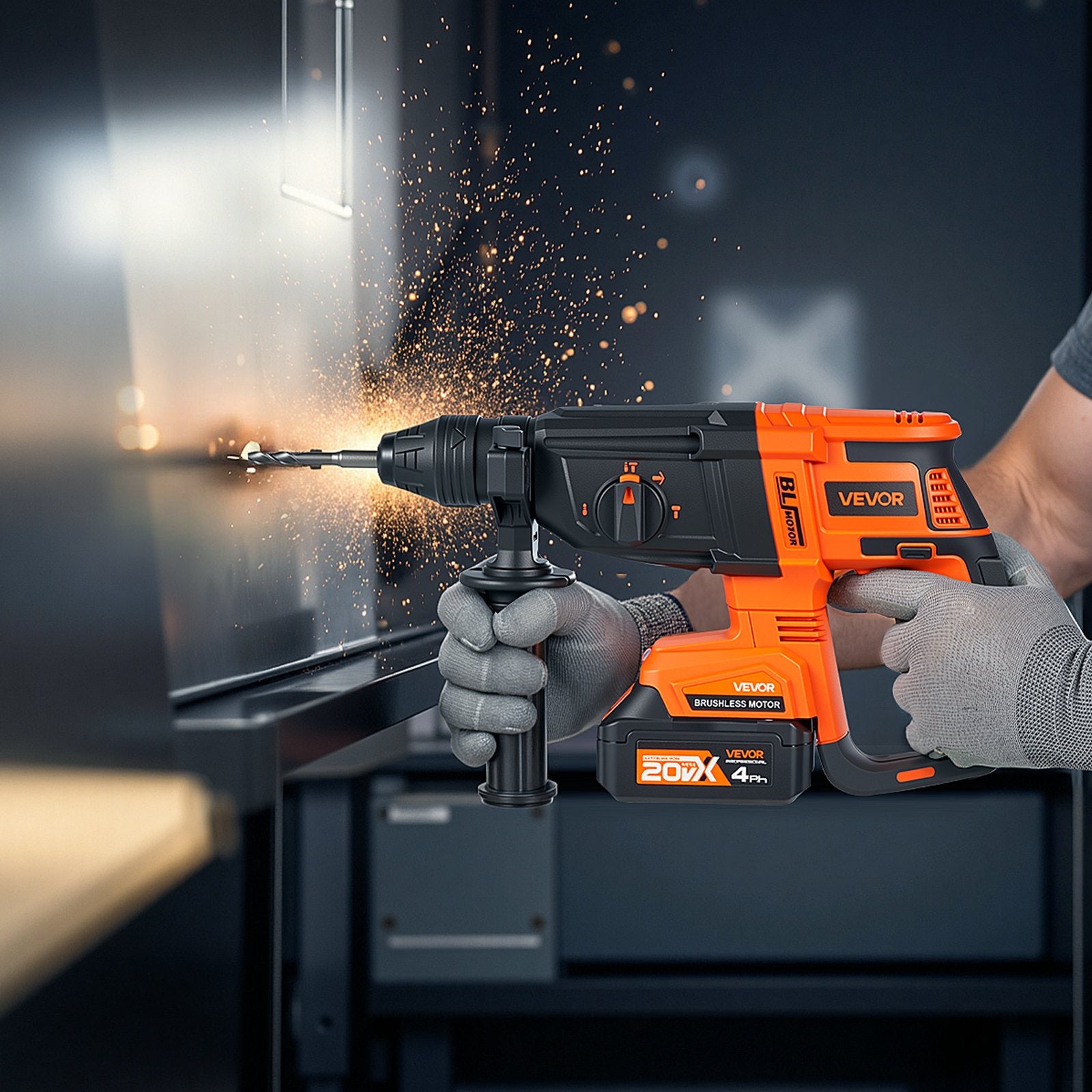 20V Brushless Cordless Hammer Drill, Lithium-Ion 1.1 Inch Rotary