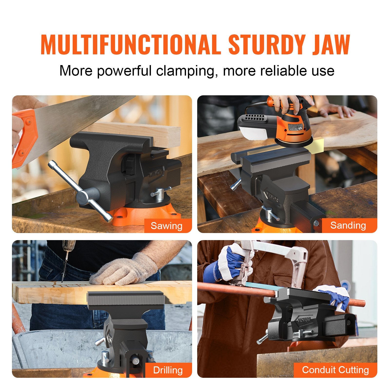 Bench Vise, 16.5 cm Jaw Width 16.5 cm Forward & 23.6 cm Reverse