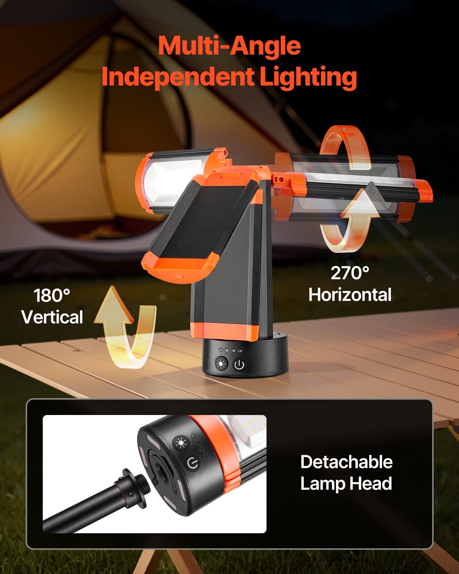 LED Work Light with Stand, 10Ah, Rechargeable Cordless Camping Light,