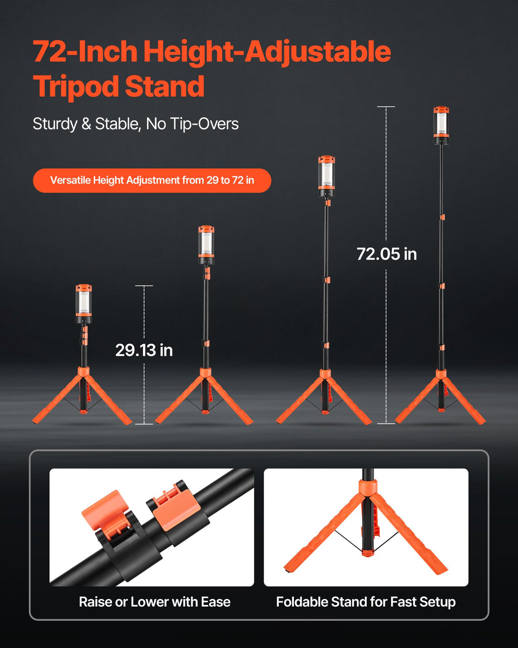 LED Work Light with Stand, 10Ah, Rechargeable Cordless Camping Light,