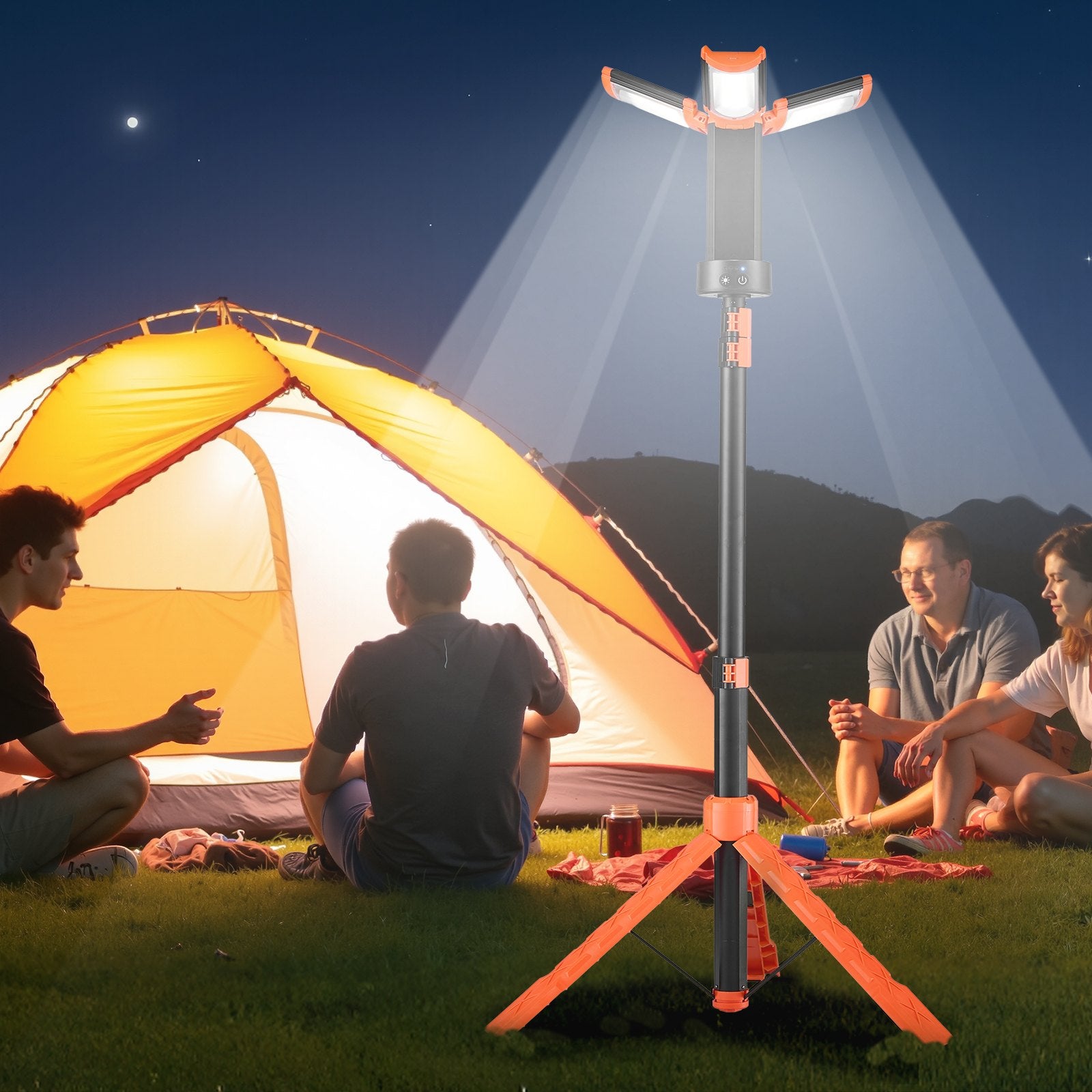 LED Work Light with Stand, 10Ah, Rechargeable Cordless Camping Light,