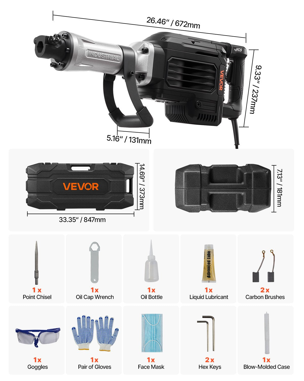 Demolition Jack Hammer, 3000 W Powerful Electric Jackhammer, 1700 BPM