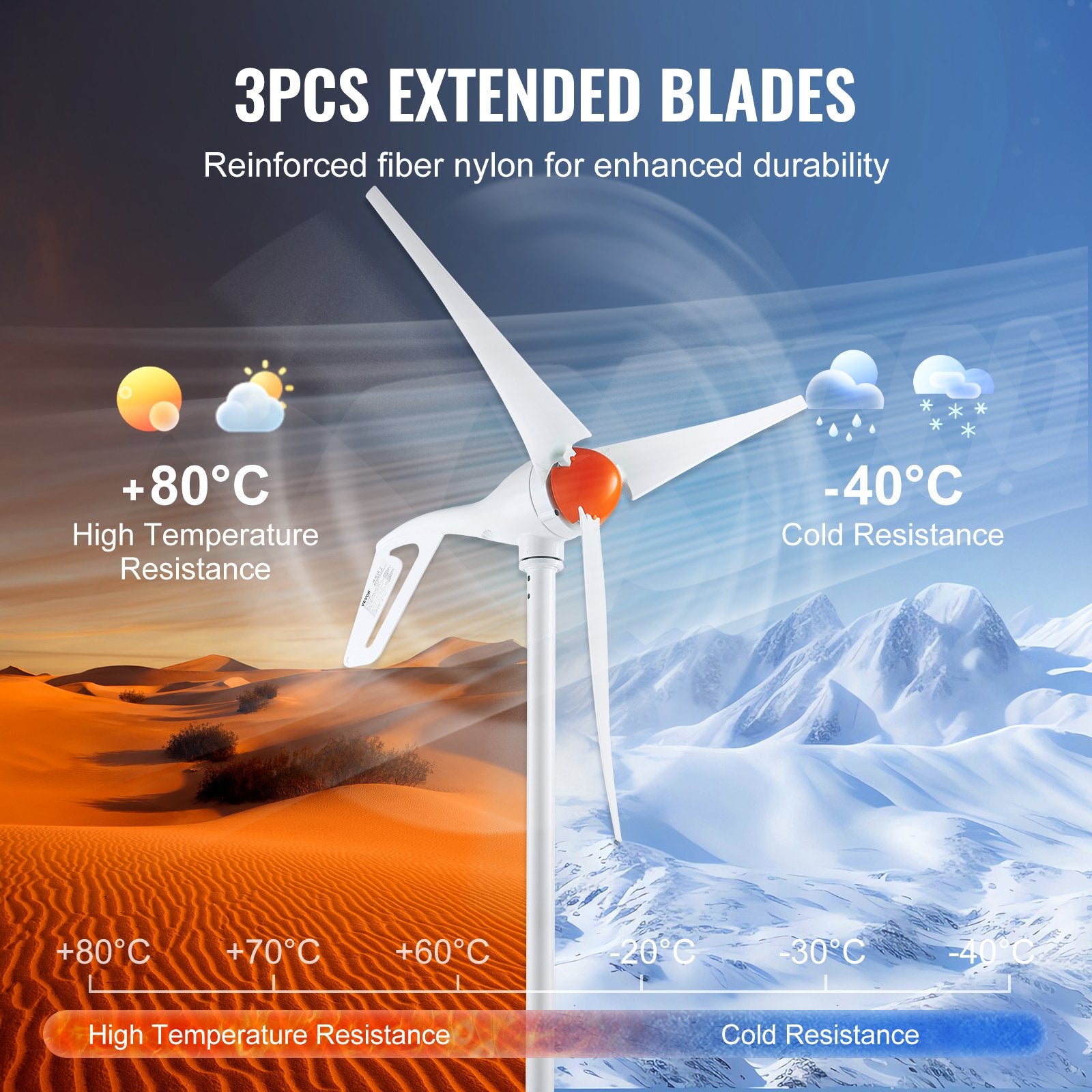 500W Wind Turbine Generator, 12V Wind Turbine Kit, 3-Blade Wind Power