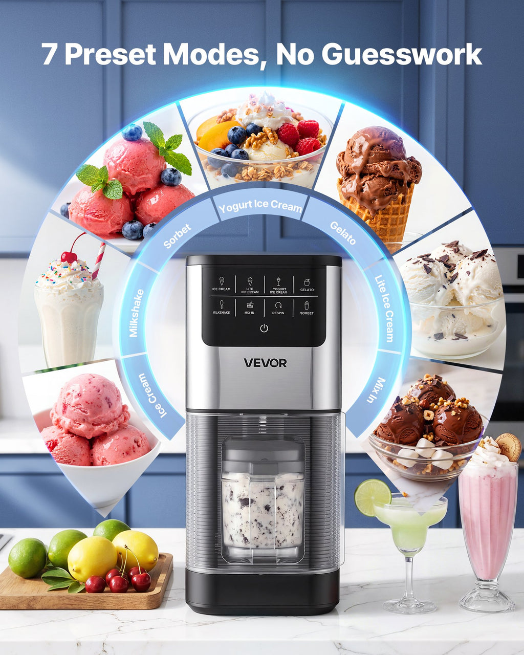 Ice Cream Maker, 7-in-1 Frozen Treat Maker for Gelato, Sorbet,