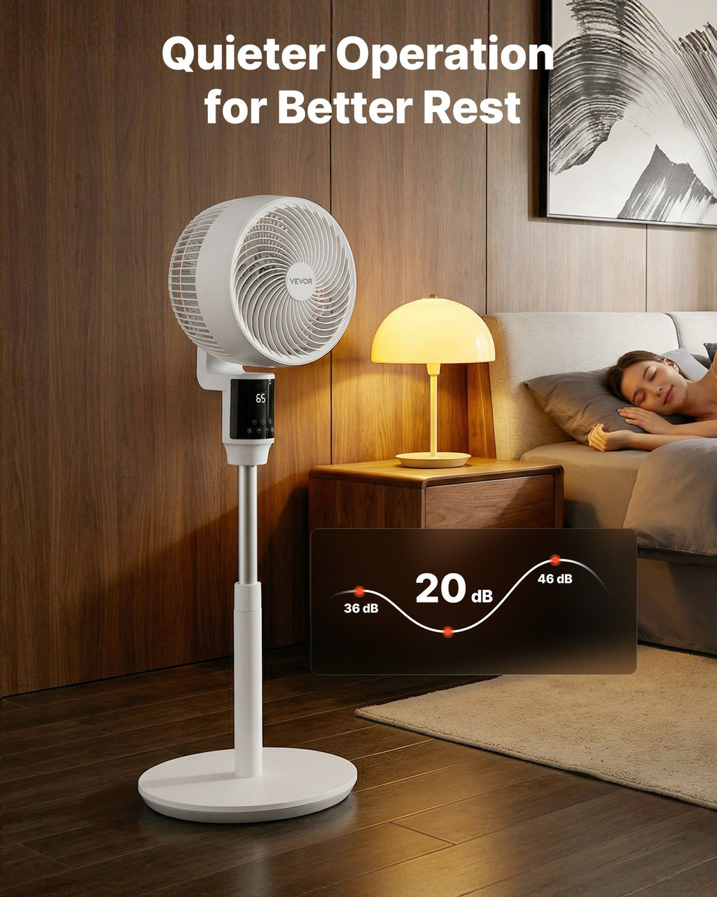 23 cm Pedestal Fan, 80° Oscillating Standing Floor Fan with Quite DC