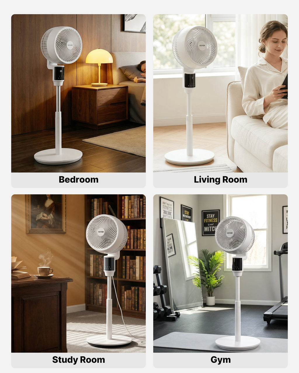 23 cm Pedestal Fan, 80° Oscillating Standing Floor Fan with Quite DC