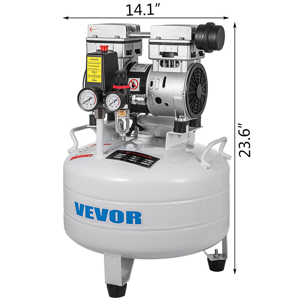 Vertical Air Compressor 6.6 Gallon Ultra Quiet Oil-Free Air Compressor