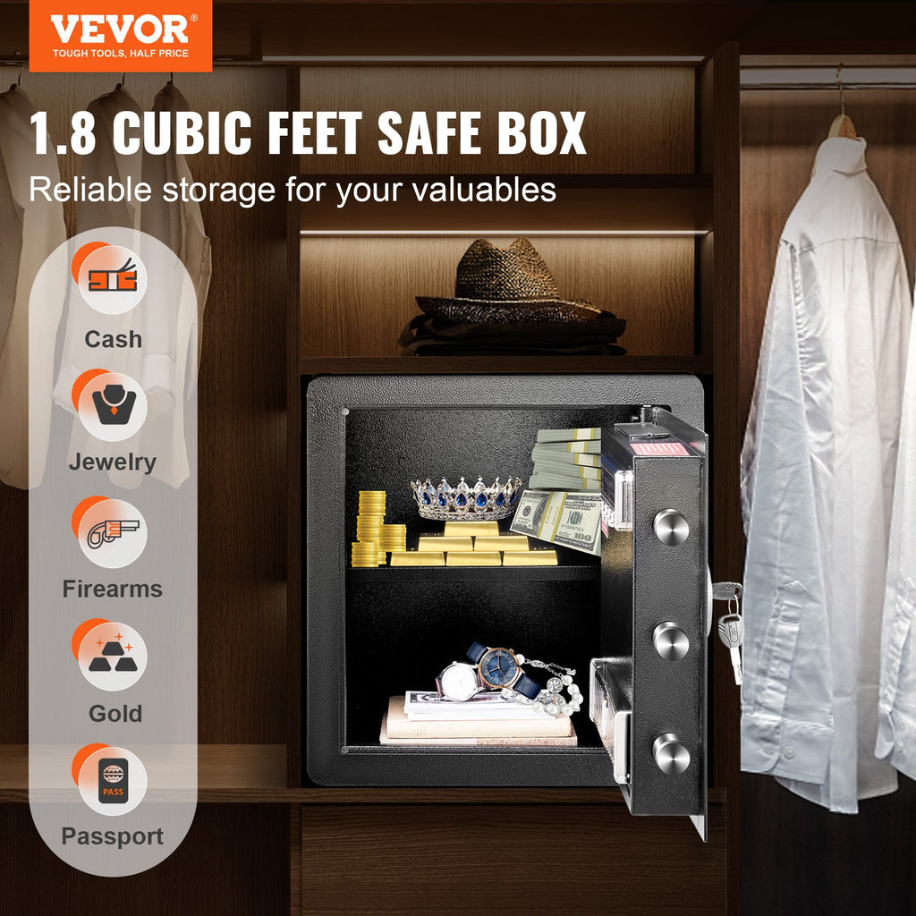 Safe, 51.0 L Home Safe, Steel Security Safe with Digital Keypad and 2