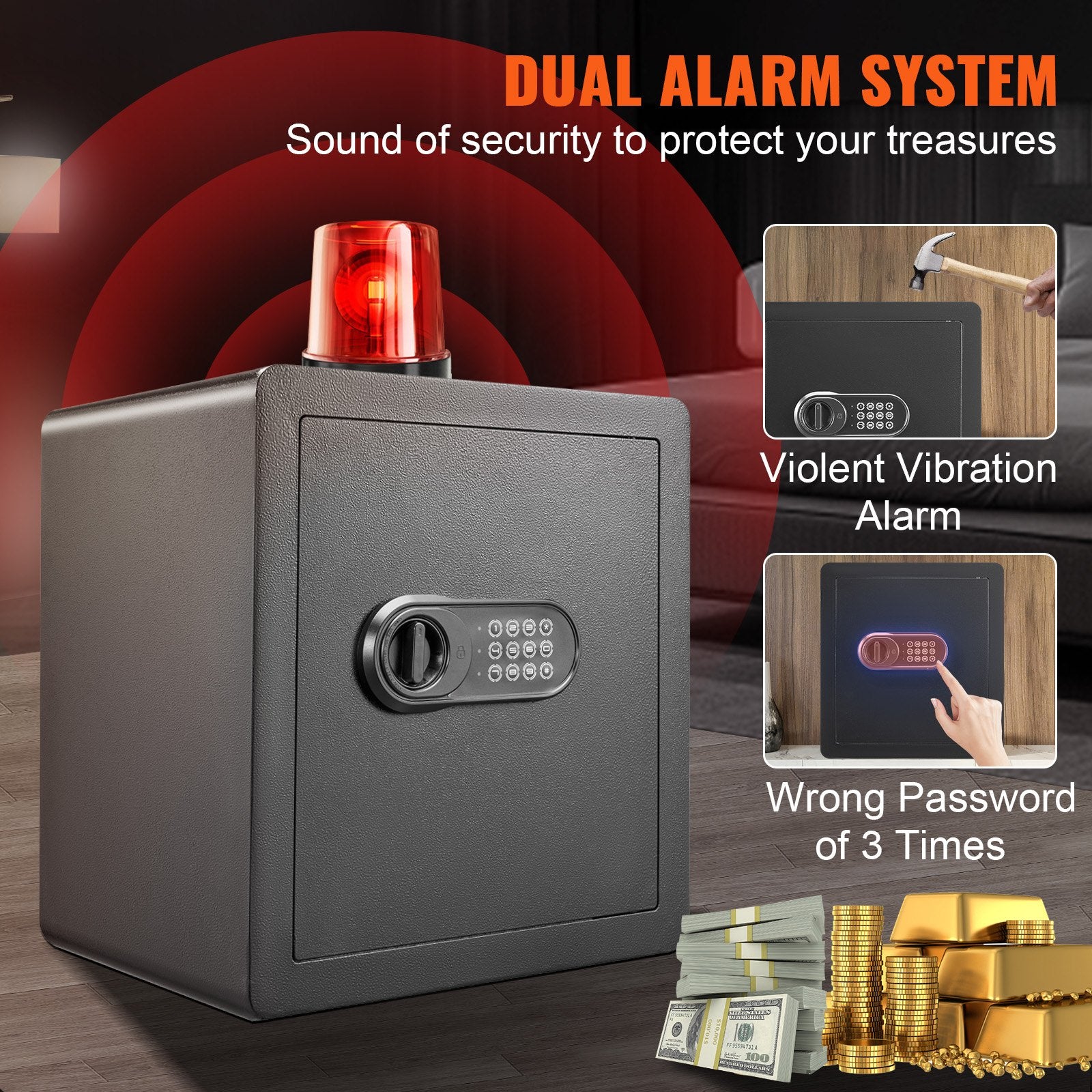 Safe, 51.0 L Home Safe, Steel Security Safe with Digital Keypad and 2