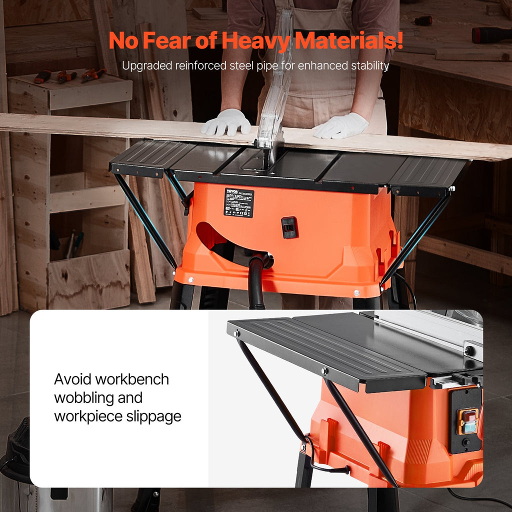 Table Saw with Stand, 254 mm, 1800W Portable Compact Tablesaw, 200 mm
