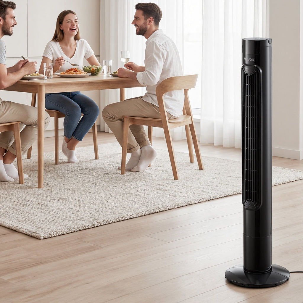 Tower Fan, 50-Degree Oscillating Standing Fan, 3 Speeds & 3 Modes &