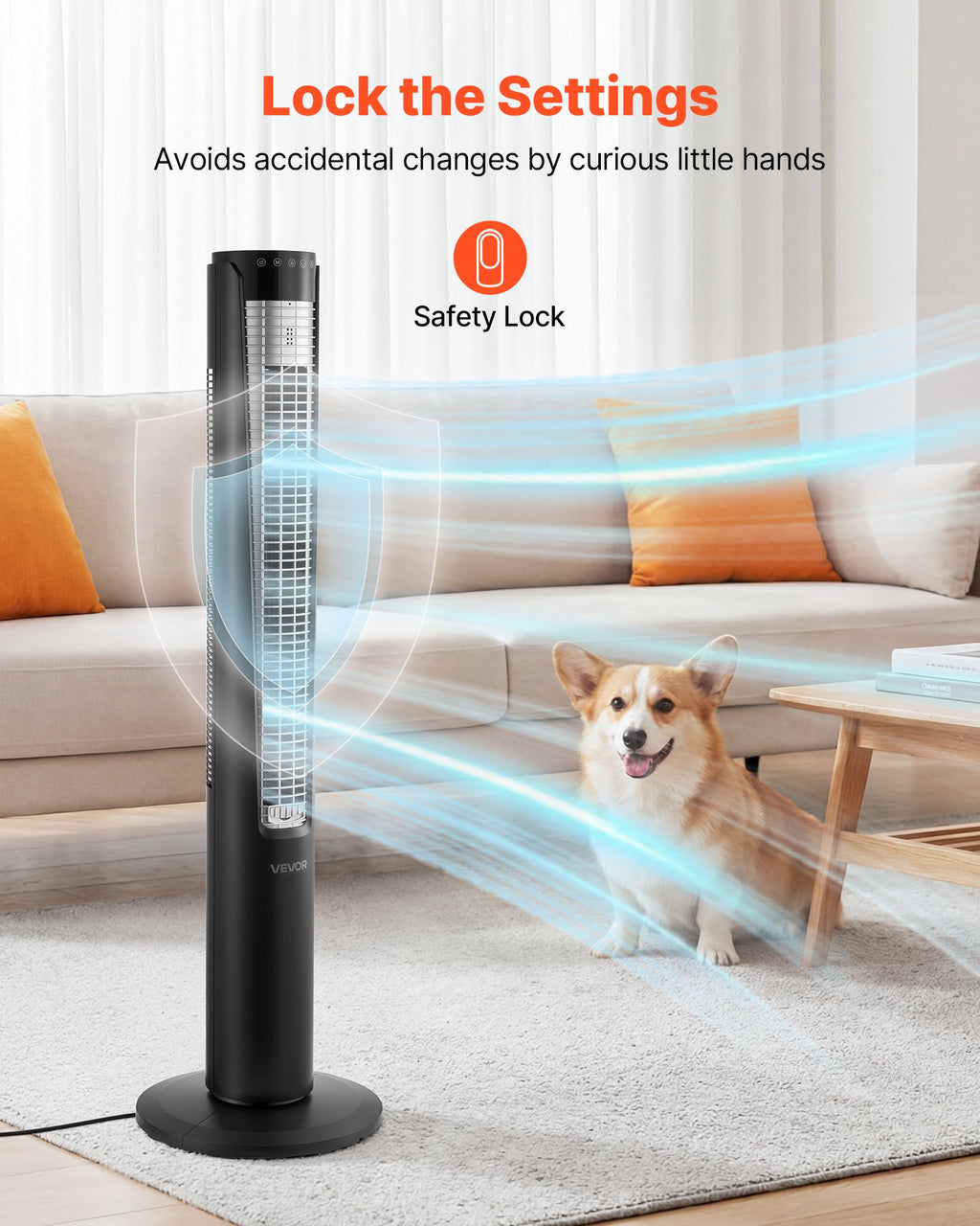 Tower Fan, 70-Degree Oscillating Standing Fan, 3 Speeds & 4 Modes &