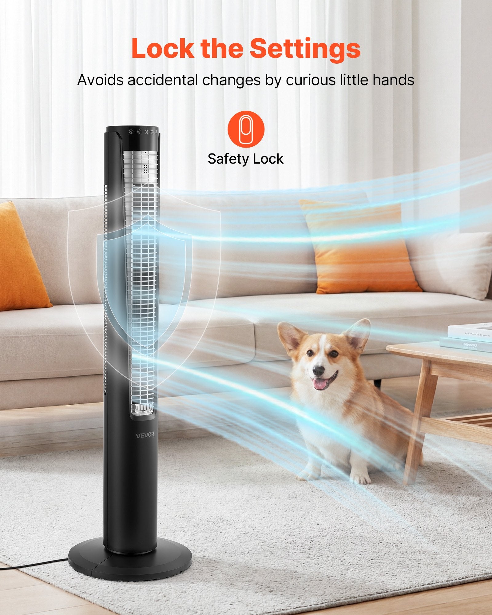 Tower Fan, 70-Degree Oscillating Standing Fan, 3 Speeds & 4 Modes &