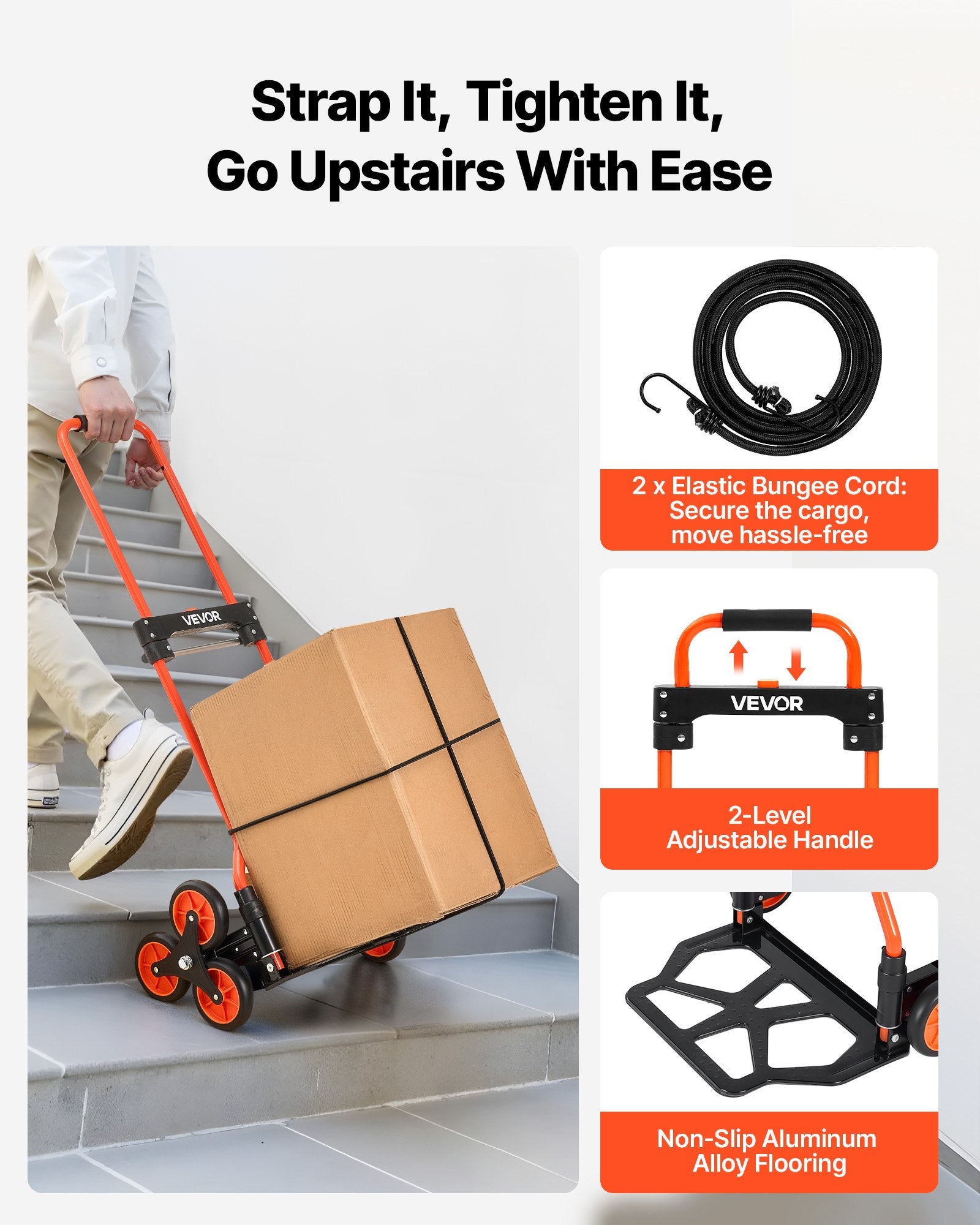 Stair Climbing Cart, 54 kg Stair-Climbing Capacity, Portable Folding