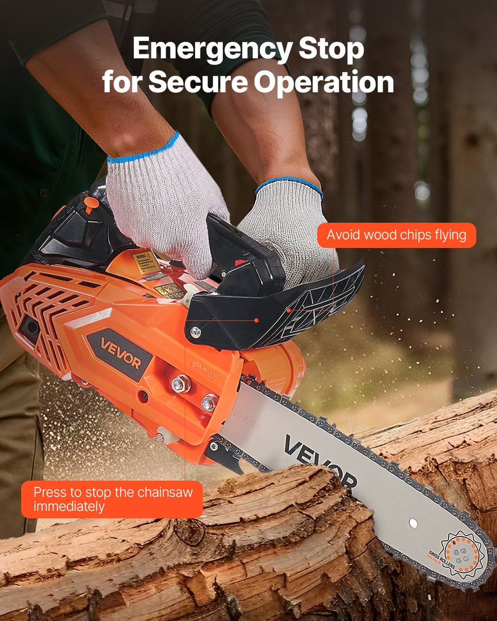 25 cc Gas Chainsaw, 12 inch Gas Powered Chainsaw, 1.02 HP Power Chain