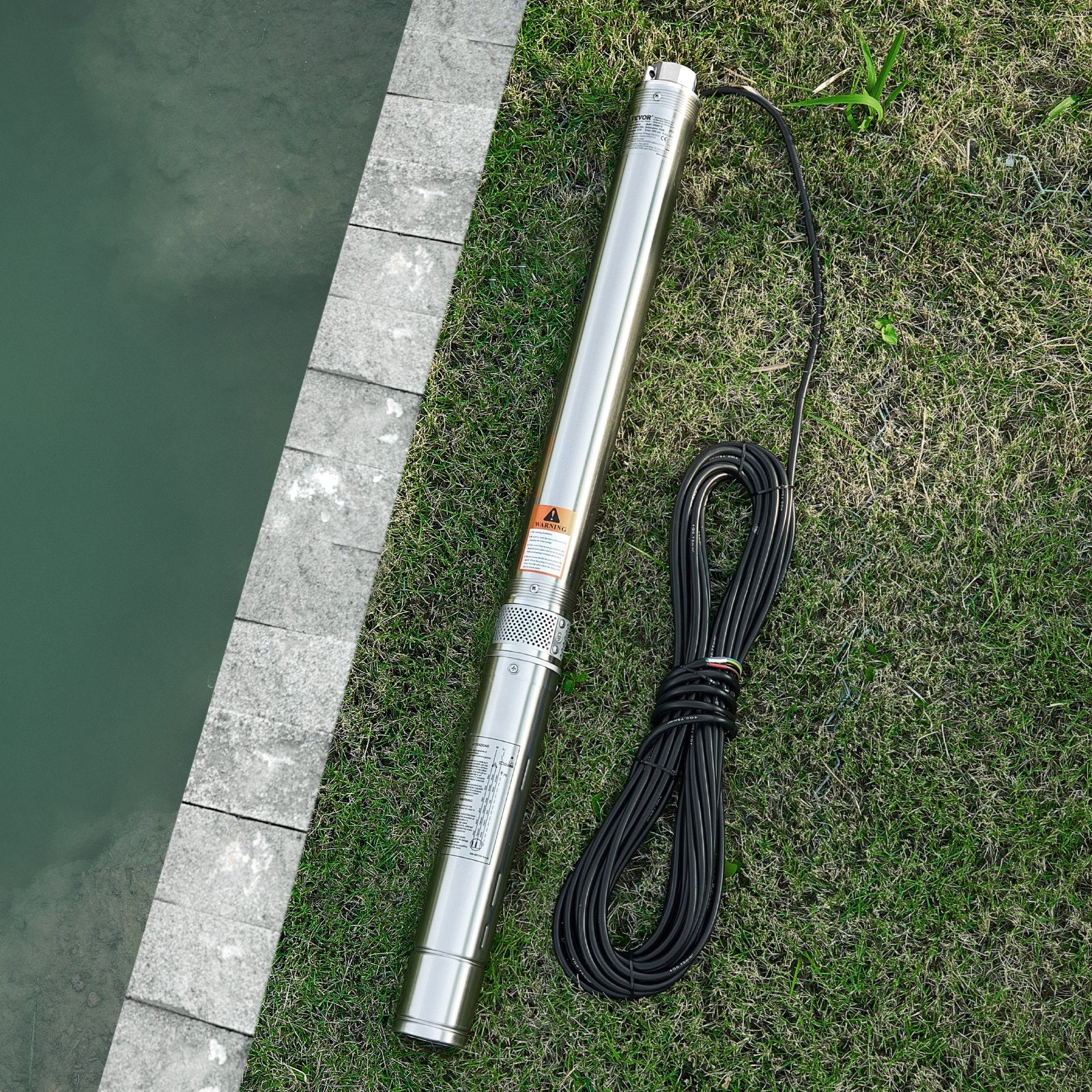 Deep Well Submersible Pump, 910W Input Power, 230V, 100 L/min Flow, 53