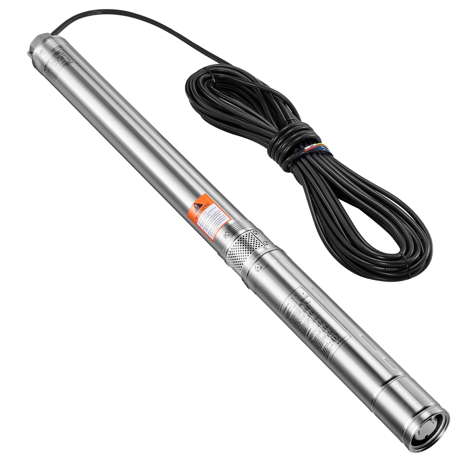 Deep Well Submersible Pump, 910W Input Power, 230V, 100 L/min Flow, 53