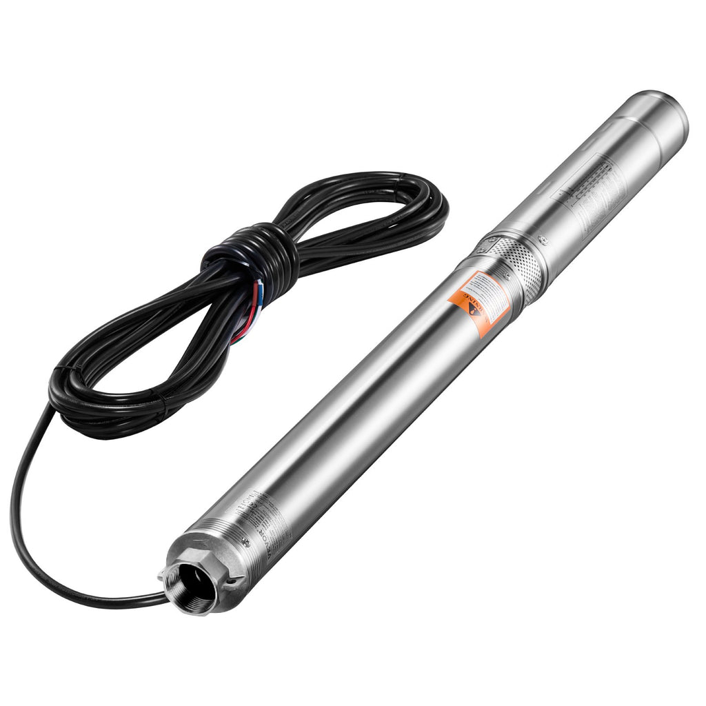 Deep Well Submersible Pump, 910W Input Power, 230V, 100 L/min Flow, 53