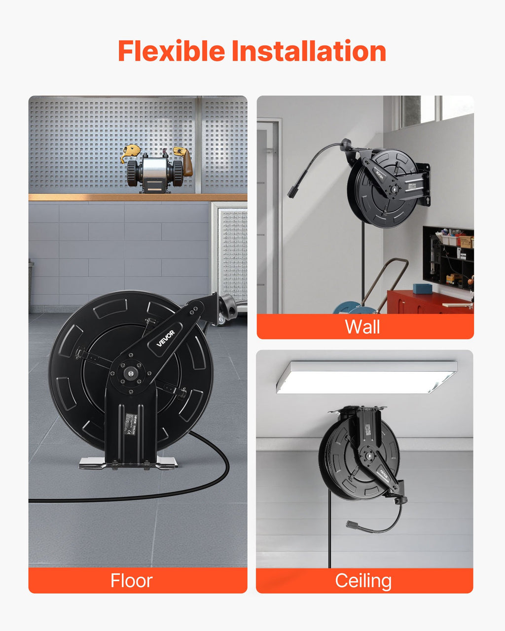 Pressure Washer Hose Reel, 15.2 m x 9.5 mm Retractable Power