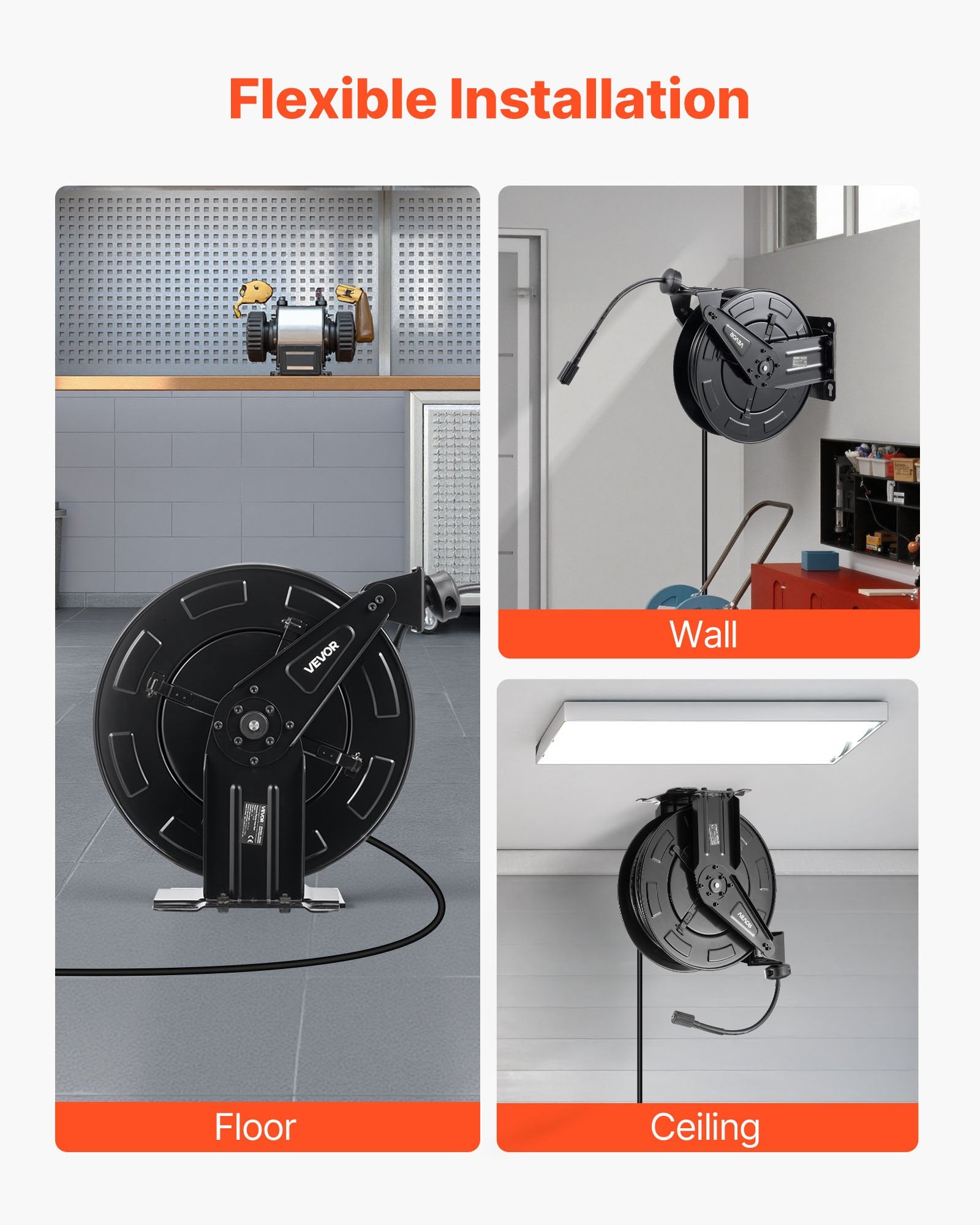 Pressure Washer Hose Reel, 15.2 m x 9.5 mm Retractable Power