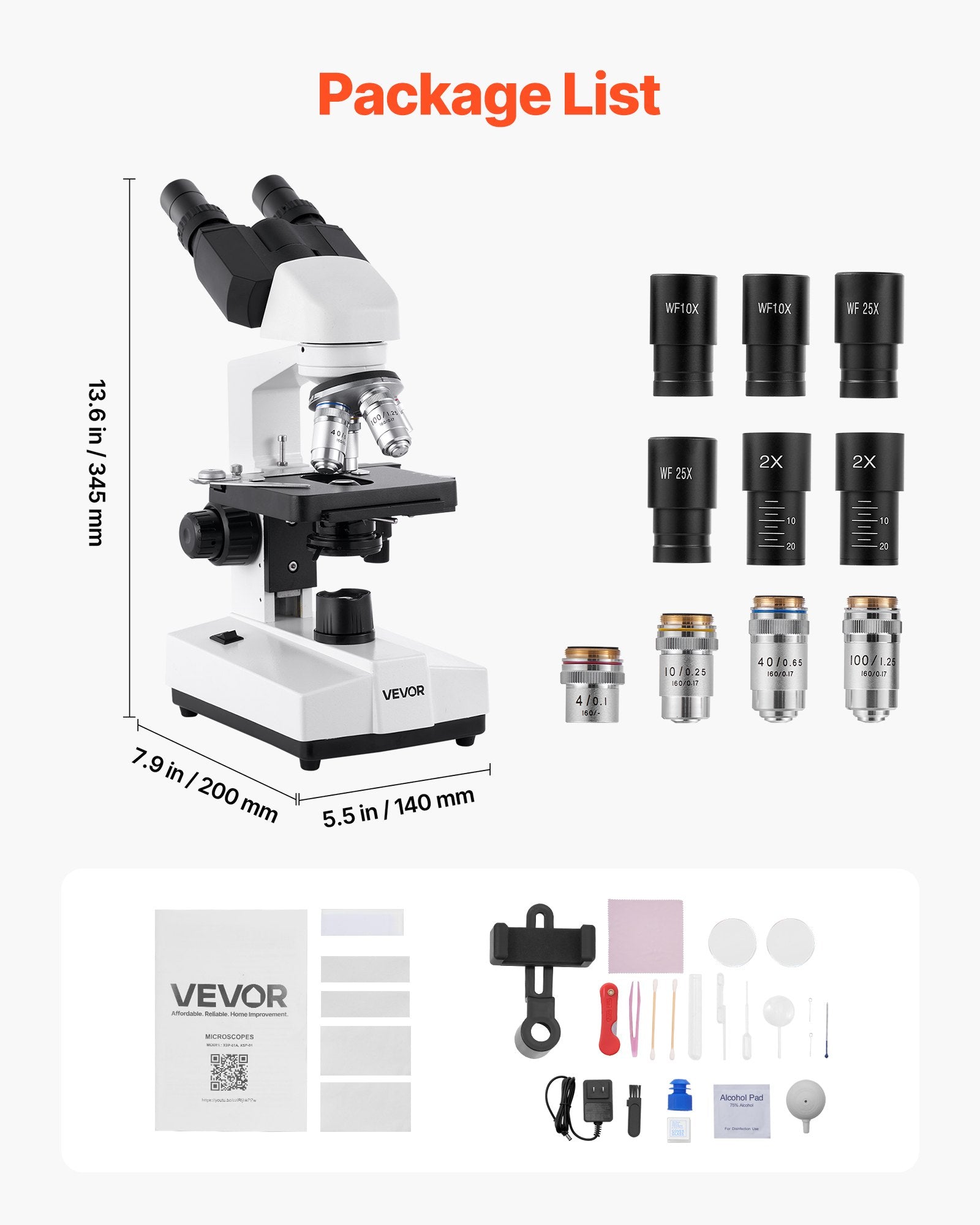 Binocular Microscope for Adult, Professional Compound Microscope Kit