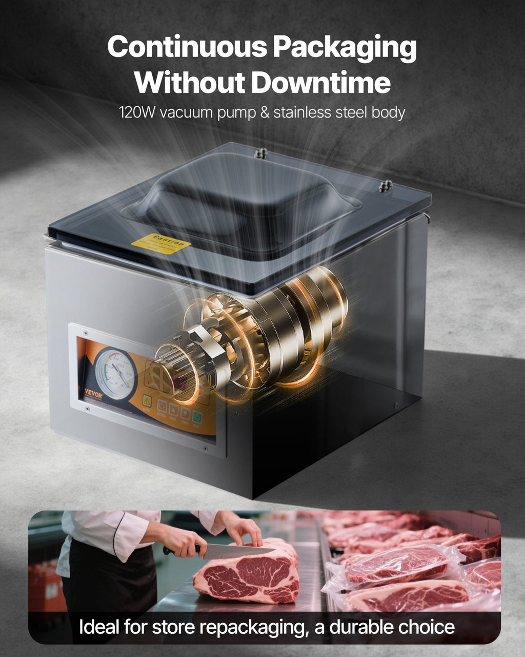Chamber Vacuum Sealer, 260W Sealing Power, Vacuum Packing Machine for