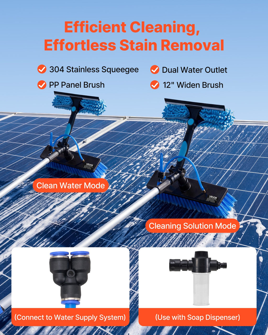 Solar Panel Cleaning Kit, 7.885 m, Water Fed Pole Kit with Cleaning