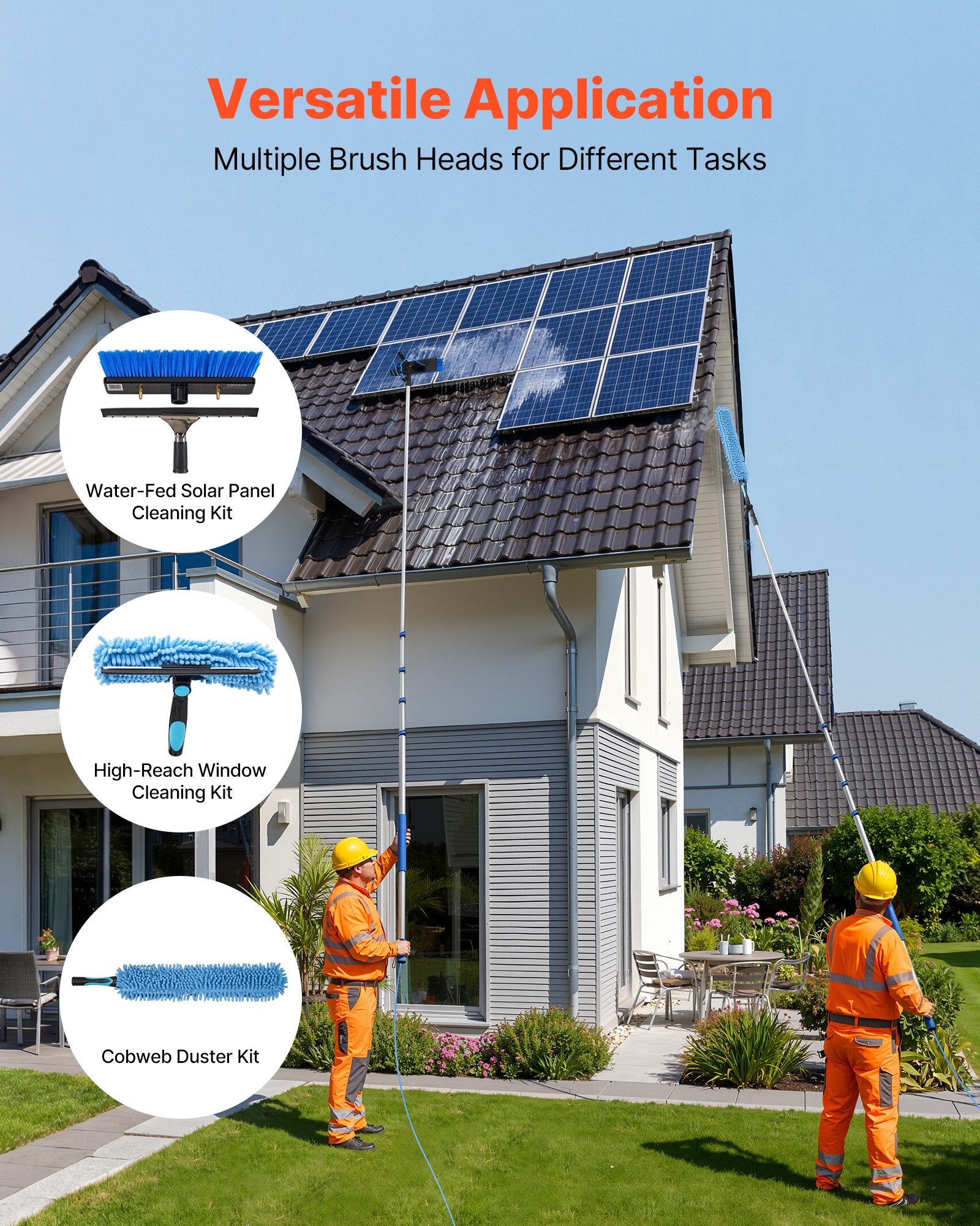 Solar Panel Cleaning Kit, 7.885 m, Water Fed Pole Kit with Cleaning