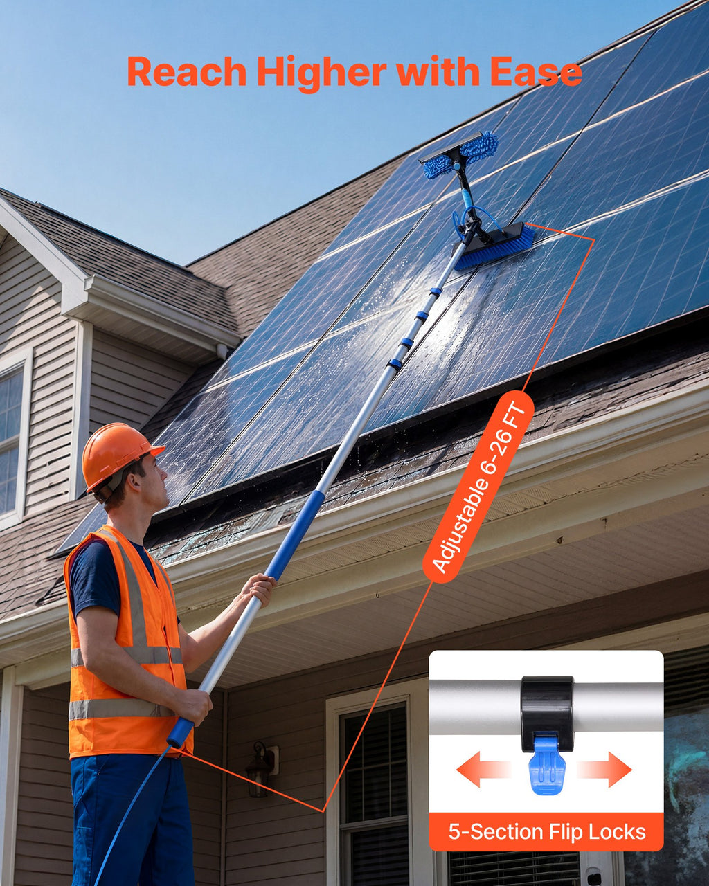 Solar Panel Cleaning Kit, 7.885 m, Water Fed Pole Kit with Cleaning