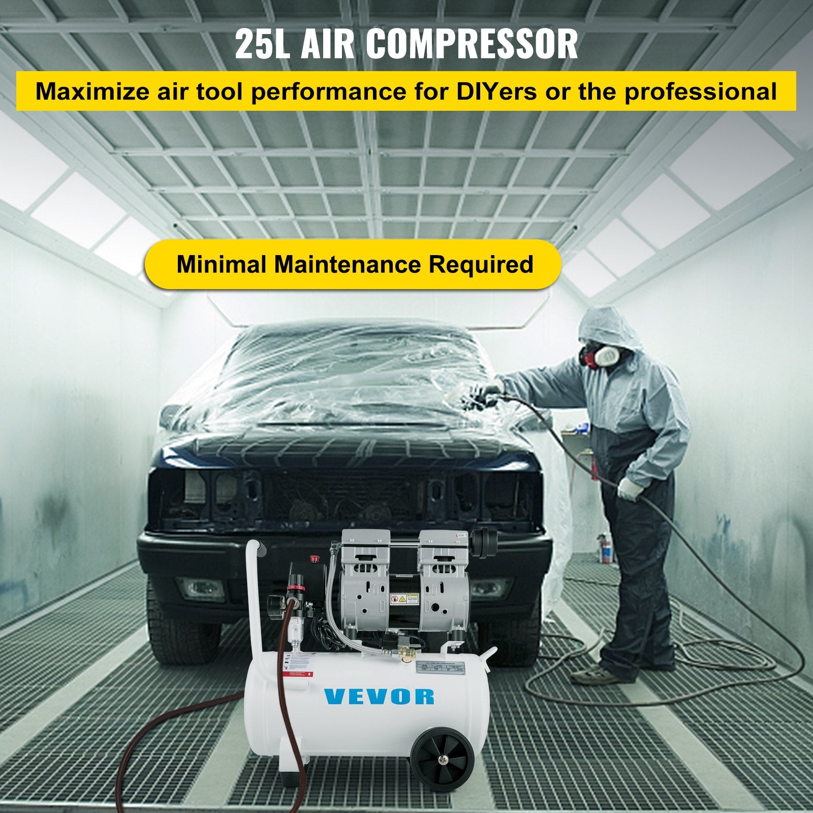 Air Compressor 20.8 L, Portable Air Compressor 1 HP, Oil-Free Air