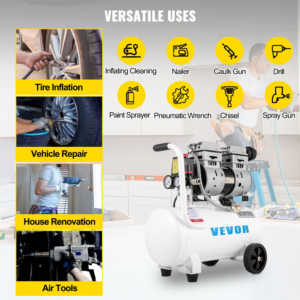 Air Compressor 20.8 L, Portable Air Compressor 1 HP, Oil-Free Air