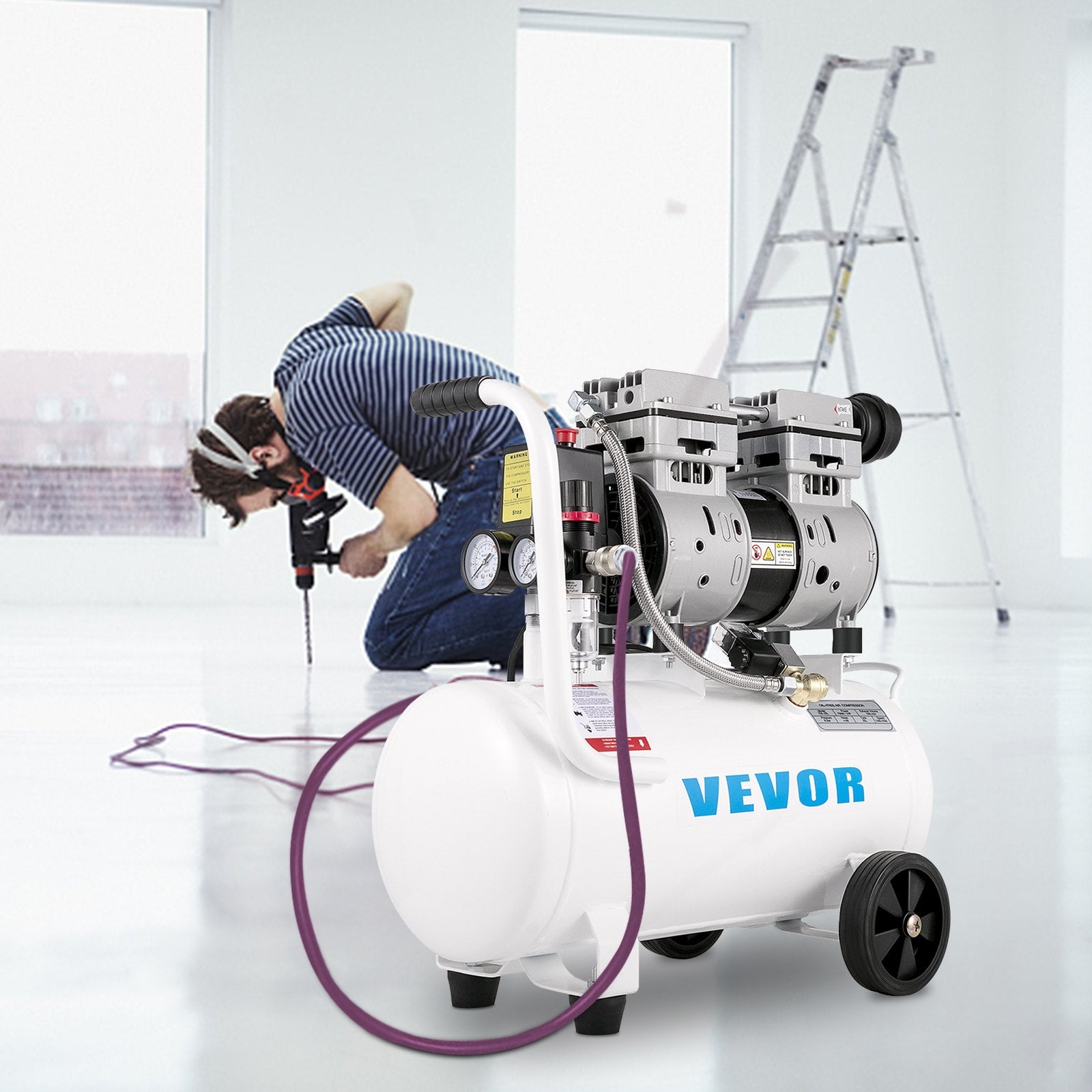Air Compressor 20.8 L, Portable Air Compressor 1 HP, Oil-Free Air
