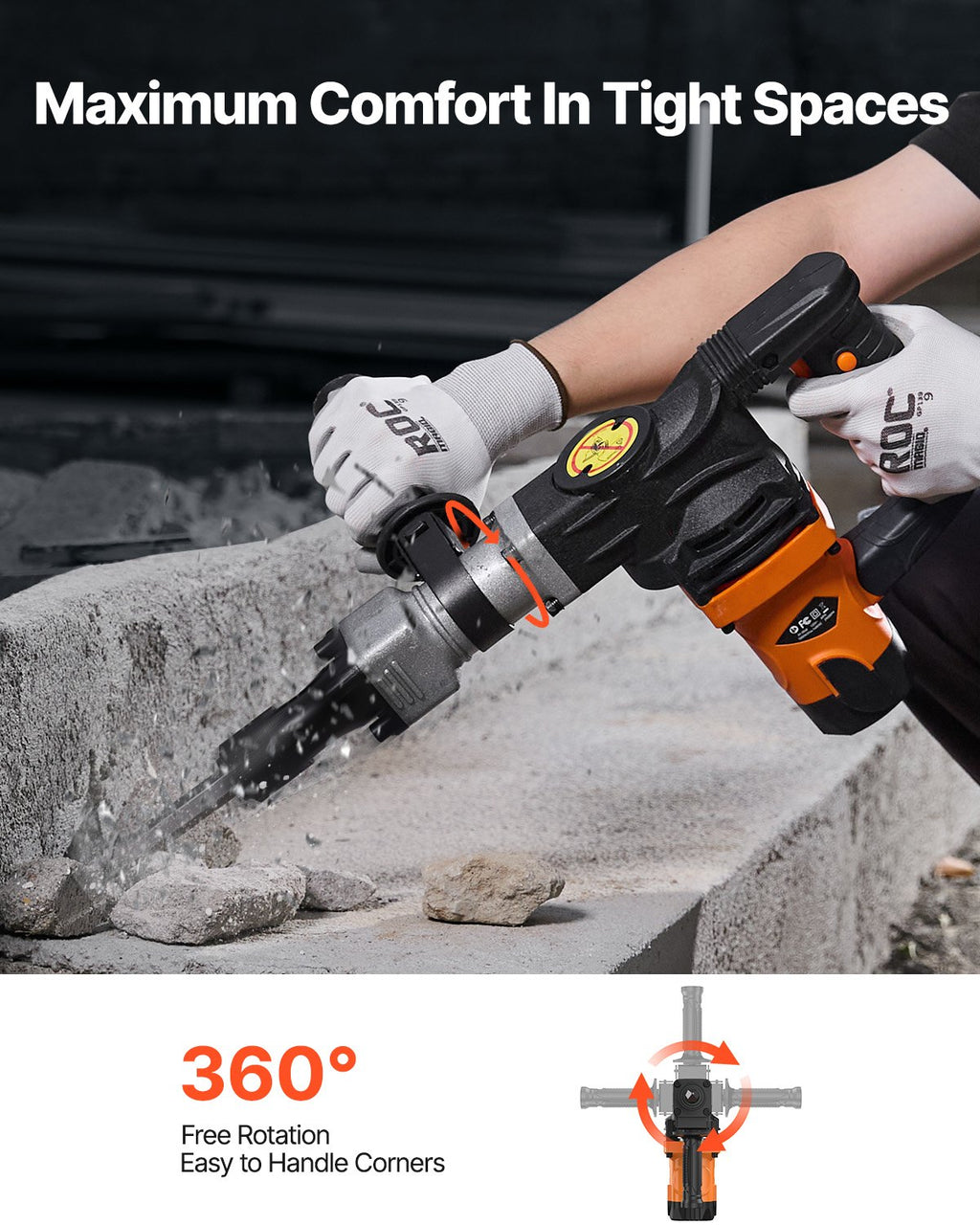 Demolition Jack Hammer Concrete Breaker 1400W Electric Hammer 2 Chisel