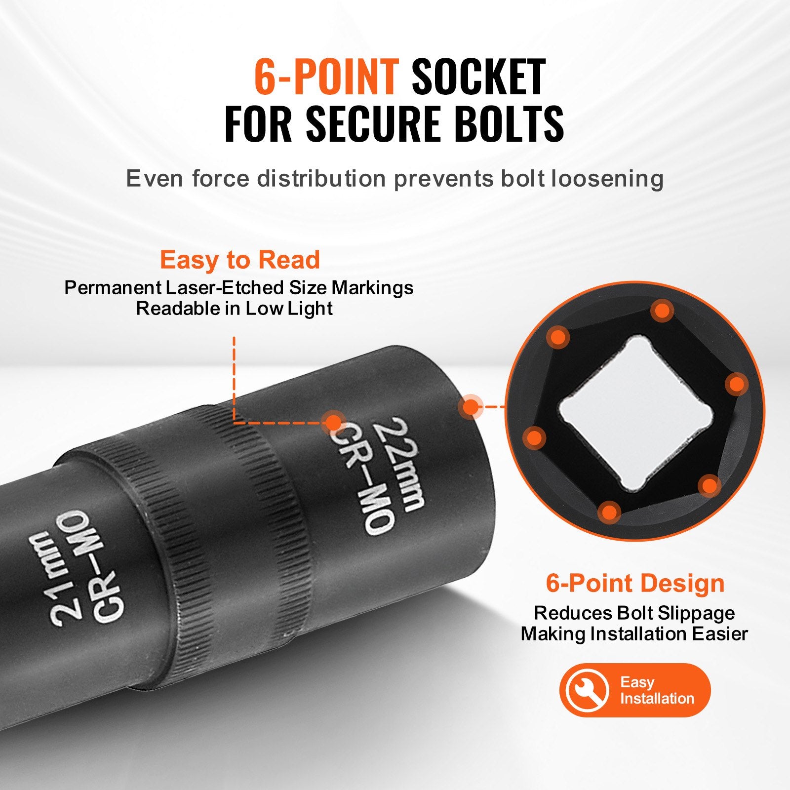 Lug Nut Impact Socket Set, 1/2 inch Drive Metric and SAE 6-Point Flip