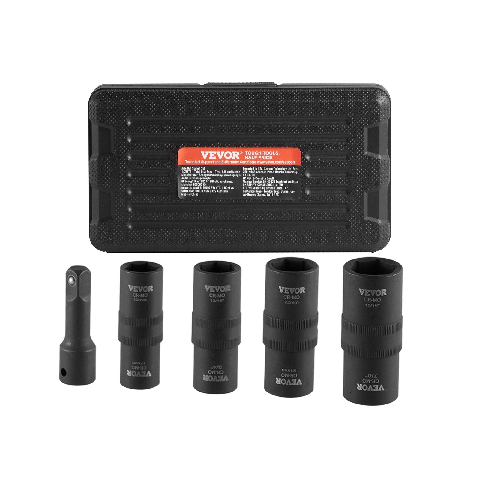 Lug Nut Impact Socket Set, 1/2 inch Drive Metric and SAE 6-Point Flip